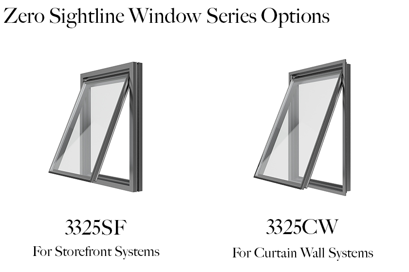 Two window renderings to show the difference between zero sightline windows.