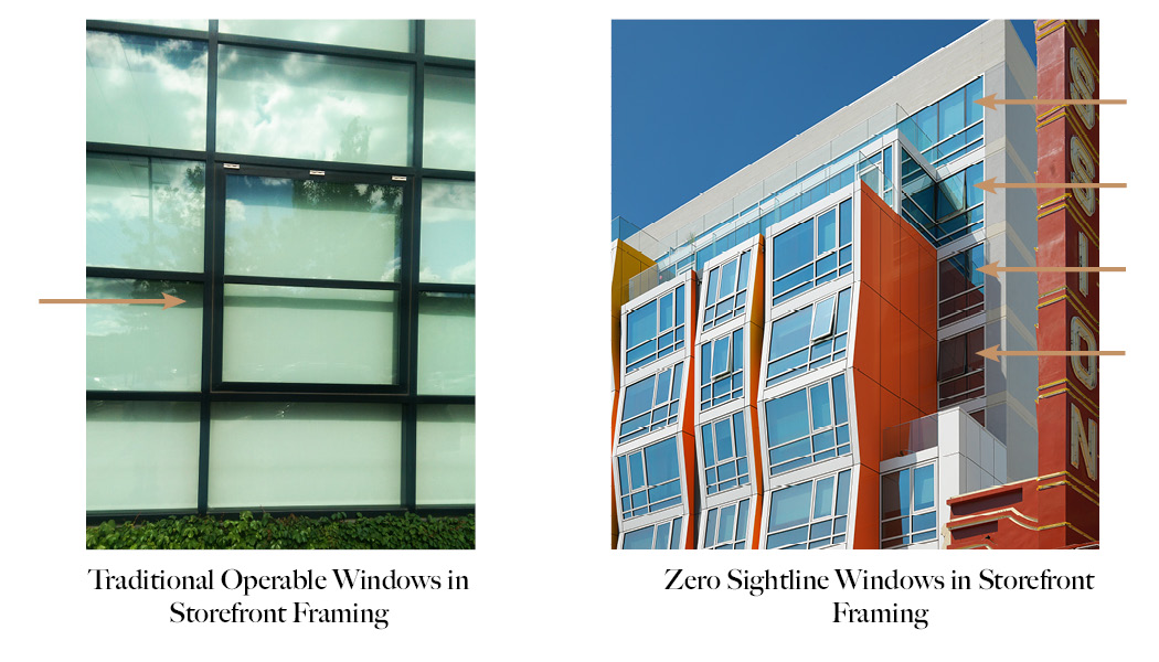 Photo Comparison Zero Sightline vs Standard Operable Windows