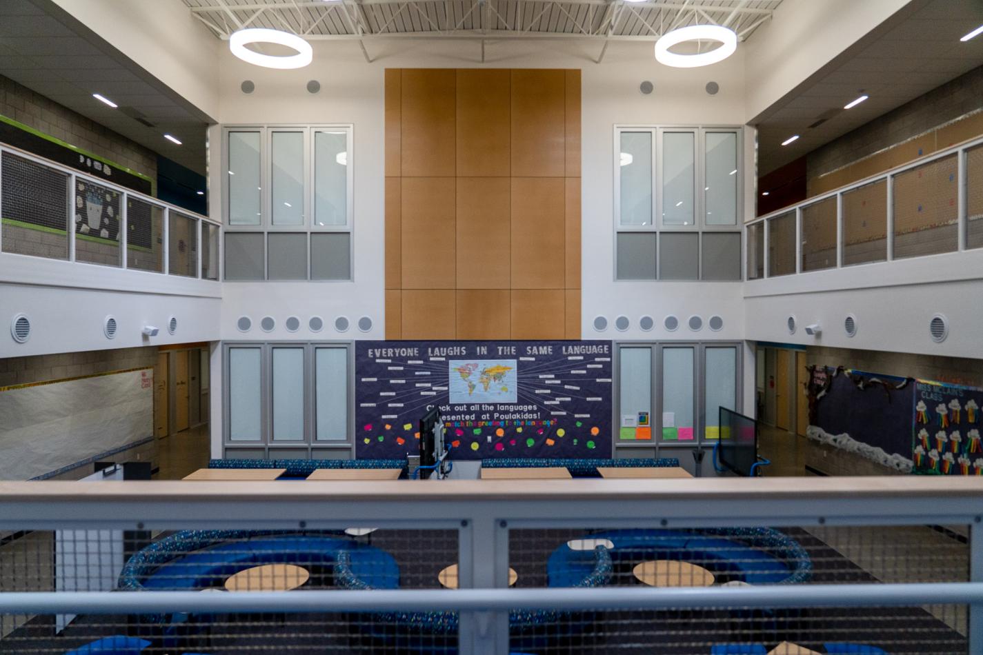 Students in the Washoe County School district in Reno, Nevada benefit from the abundant natural light conditions in multiple ways. The automated Transira shading system controls light and significantly improves occupant comfort. Pathogens in the space are reduced because the shade is encased in between glass. Students in the Washoe County School district in Reno, Nevada benefit from the abundant natural light conditions in multiple ways. The automated Transira shading system controls light and significantly improves occupant comfort. Pathogens in the space are reduced because the shade is encased in between glass.