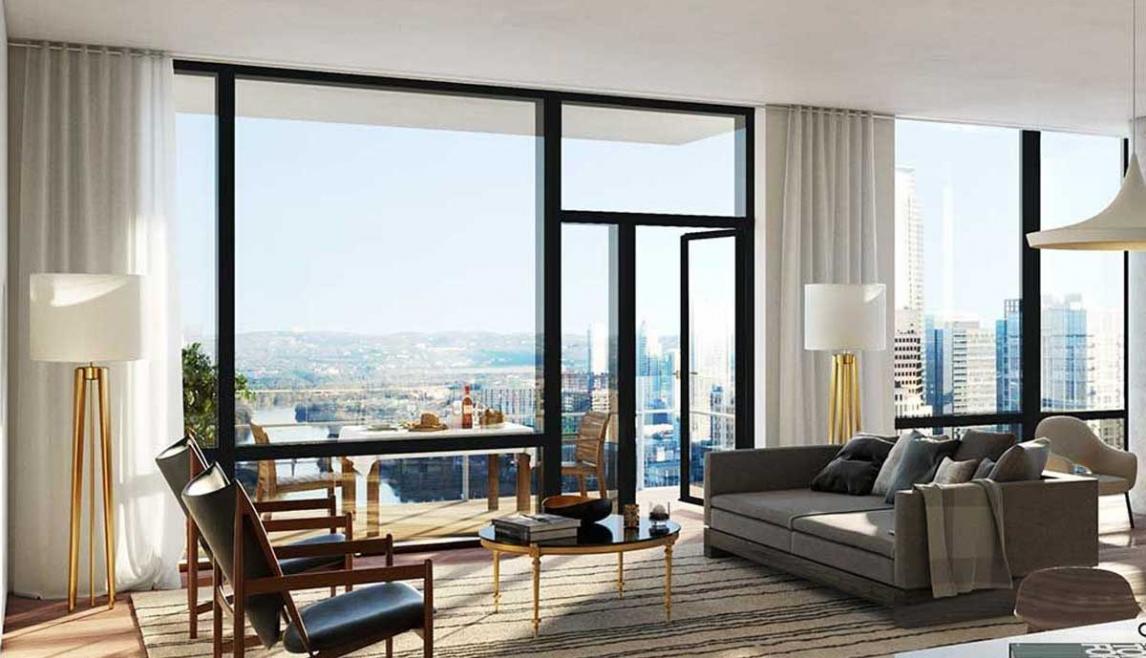 70 Rainey condo’s have a large terrace balcony accessible through Winco’s NC82 Terrace Doors.