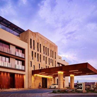 Hotel Chaco with Winco's bronze WINCO Terrace Doors and sidelights on each guest room’s outdoor balcony